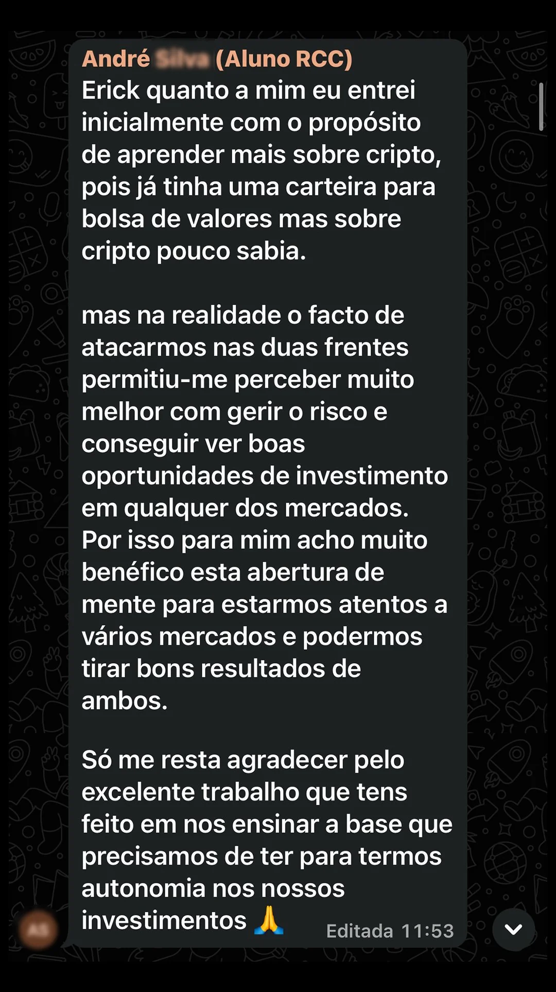 Depoimento de membro do RCC