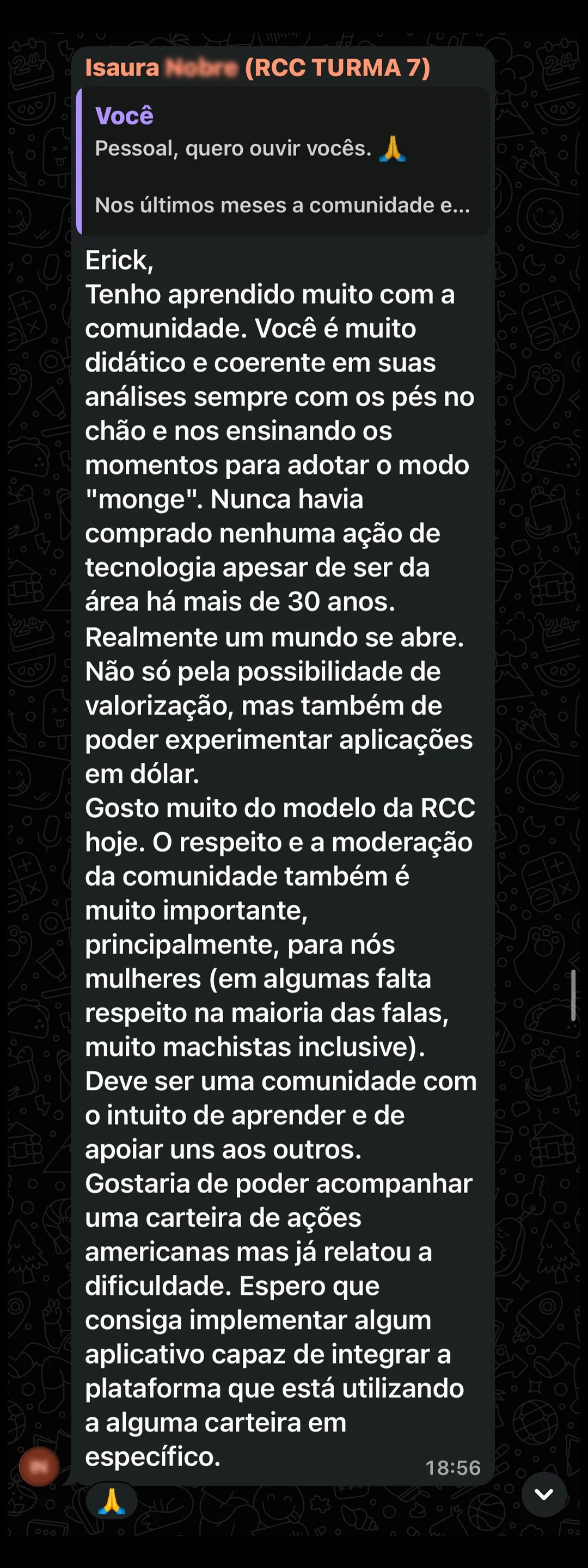 Depoimento de membro do RCC