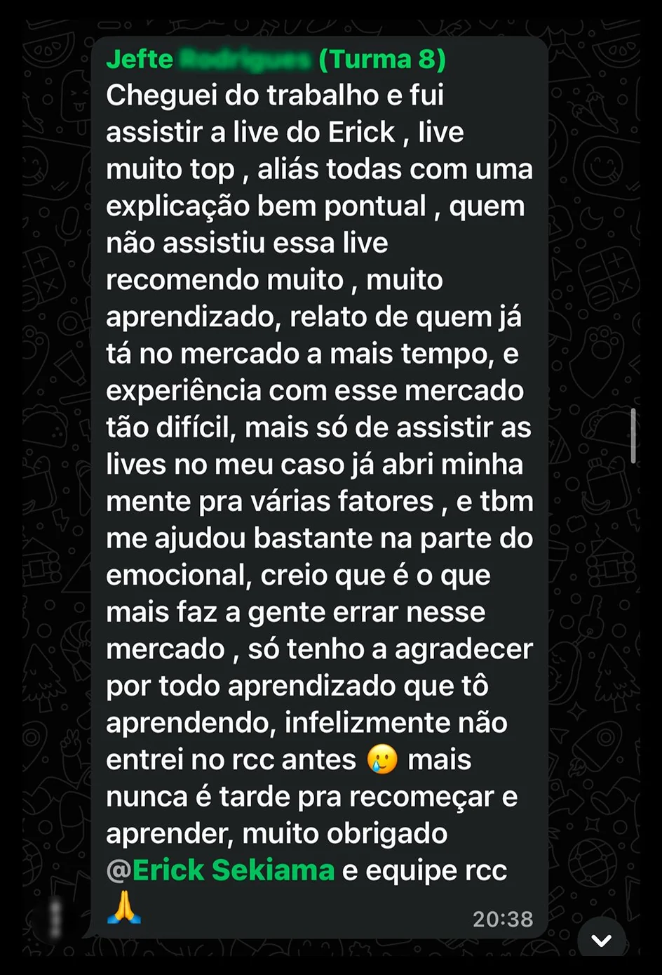 Depoimento de membro do RCC