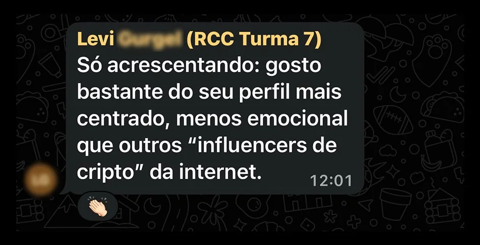 Depoimento de membro do RCC